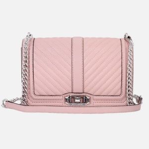 Rebecca Minkoff Pink Chevron Quilted Love Large Crossbody